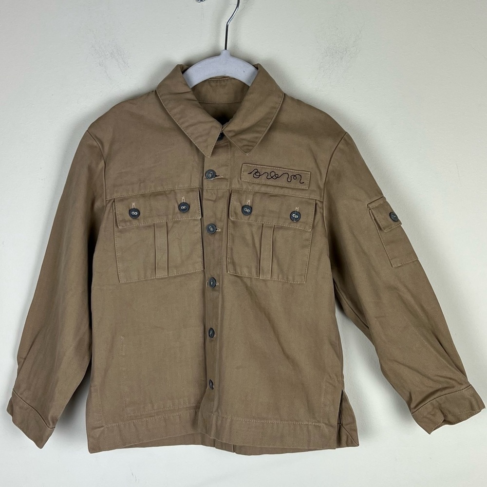 APC x Jessica Ogden | Boy’s Button Up Tan Khaki Shirt Top Jacket Shacket | 5